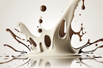 High-quality, isolated milk spill on a white backdrop. Generative AI
