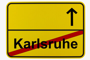 Fototapeta premium Illustration eines Ortsausgangsschildes von Karlsruhe in Baden-Württemberg