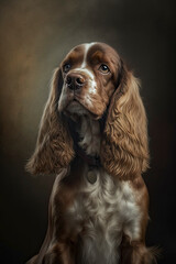 Generative AI illustration studio portrait style image of Cocker Spaniel pedigree dog breed