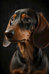 Generative AI illustration studio portrait style image of Dachshund pedigree dog breed