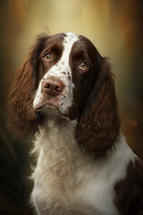 Generative AI illustration studio portrait style image of Springer Spaniel pedigree dog breed