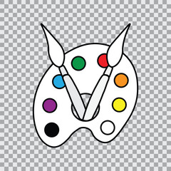 Palette icon. Paints for drawing for children isolated on transparent background. Vector