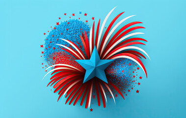 Obraz premium Star shape decoration with 4th July theme.