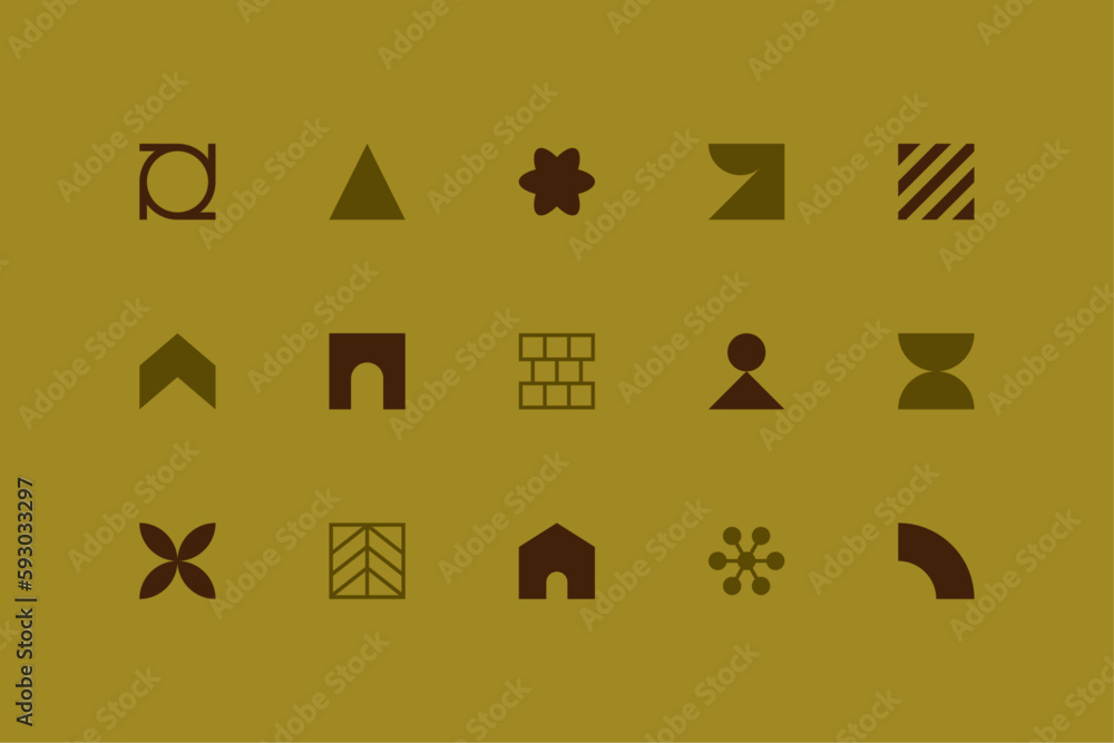 Wall mural symbols set. abstract and basic shapes. geometric forms. minimalist icons. flat vector concept. mode