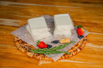 Healthy soft cheese for sharing with lifestyle background, for daily enjoyment