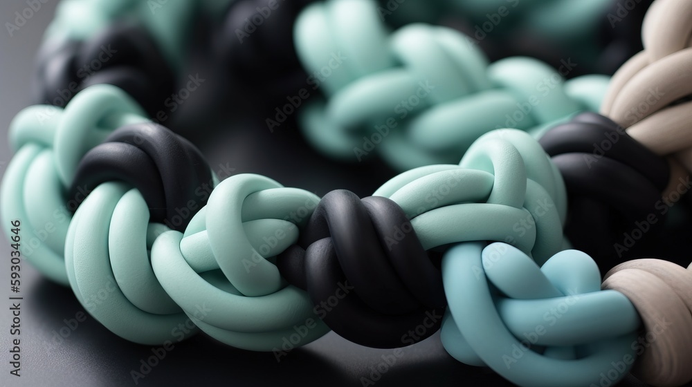 Poster a close up of a multi colored bracelet on a table. generative ai