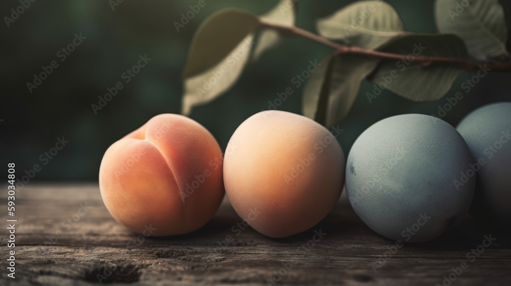 Poster a group of eggs sitting next to each other on a table. generative ai