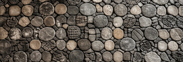 The texture of the stone path. Natural stone in construction Background of stones.  Generative AI