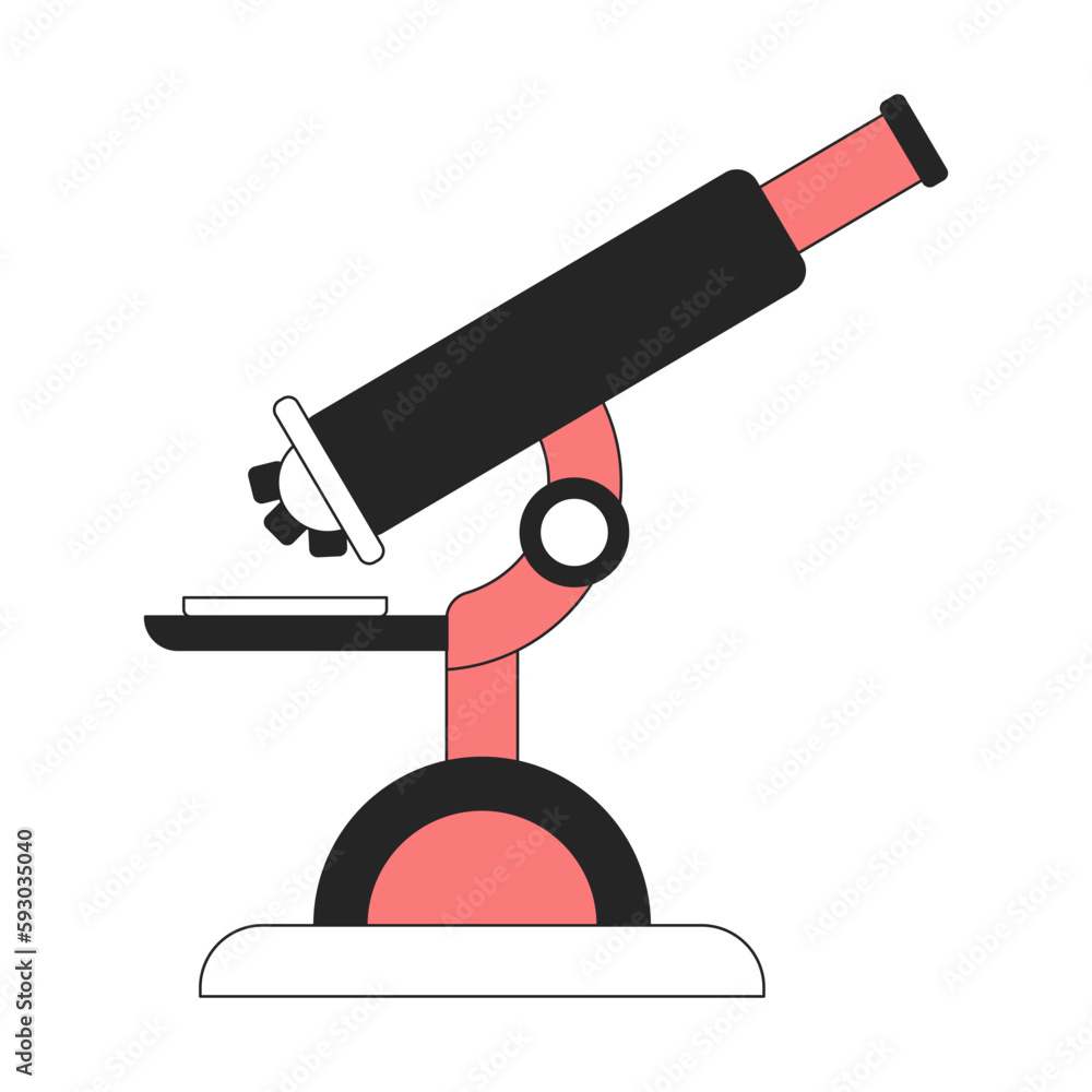 Poster professional laboratory microscope flat line color vector object. medical lab. editable lineart icon