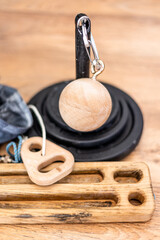 climbing equipment. finger and hand strength training.  fingerboard and hangboard