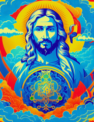 Obraz na płótnie Canvas colorful jesus face, create with generative Ai