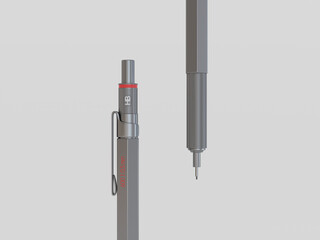 3D Rendering Mechanic Pencil on White Background, Pencil on Isol