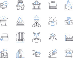 Smart city outline icons collection. Smart, City, Intelligent, Automated, Connected, Sustainable, Technological vector and illustration concept set. Urban, Responsive, Smartphones linear signs
