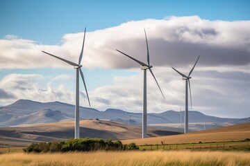 Obraz premium showcasing a renewable energy source, such as a wind farm or solar panels, highlighting the role of clean and renewable energy in mitigating climate change and promoting sustainability - Generative AI