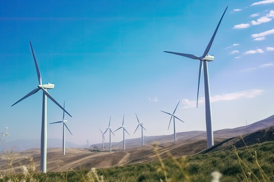 showcasing a renewable energy source, such as a wind farm or solar panels, highlighting the role of clean and renewable energy in mitigating climate change and promoting sustainability - Generative AI