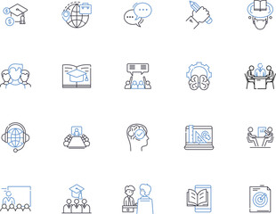 Tourism outline icons collection. Travel, Visit, Vacation, Holiday, Adventure, Explore, Trip vector and illustration concept set. Sightseeing, Attraction, Hotels linear signs