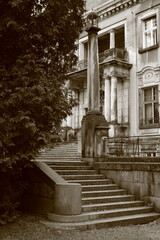 Fototapeta na wymiar Old palace with stairs, Brynek, Upper Silesia Region, Poland