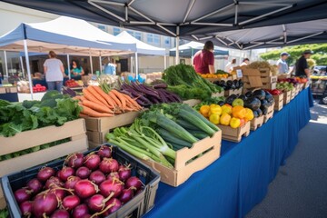local farmer's market, featuring fresh and locally grown produce, promoting sustainable and locally sourced food options that support local farmers - Generative AI