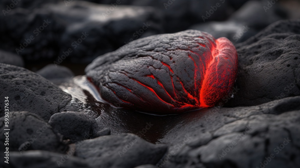 Poster a close up of a rock with a red substance on it. generative ai