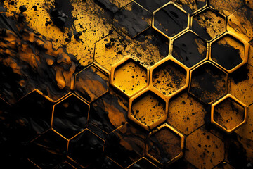 Abstract Background Hexagon Shape Yellow And Black. Created by Generative AI