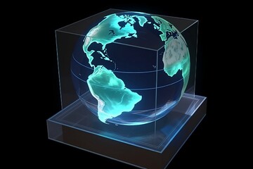 Hologram earth 3d model. Generative AI