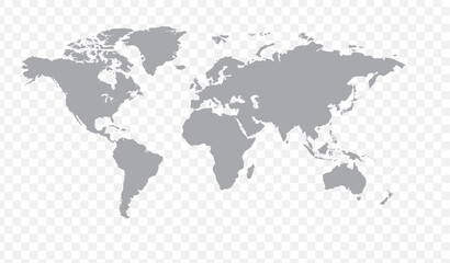 Fototapeta na wymiar Map of the world on a transparent background