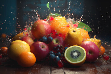 Fruit Explosion Ultra-Detailed Ultra-Realistic. Created by Generative AI