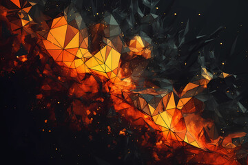 Abstract Background Polygon Shape Orange And Black. Created by Generative AI