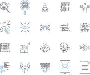Partnership cooperation outline icons collection. Collaboration, Communion, Accord, Unity, Alliance, Coalition, Concord vector and illustration concept set. Consensus, Respect, Compromise linear signs