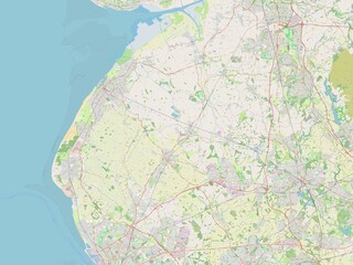 West Lancashire, England - Great Britain. OSM. No legend