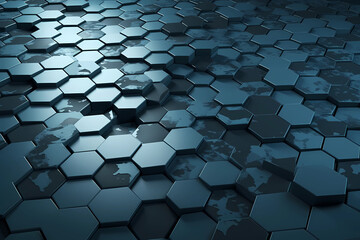 Abstract Grey Blue Background Hexagon Shape. Created by Generative AI