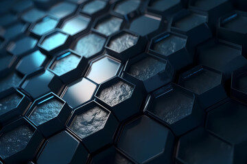 Abstract Grey Blue Background Hexagon Shape. Created by Generative AI