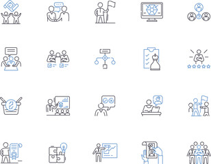 Project outline icons collection. Project, Planning, Task, Management, Goal, Outcome, Activity vector and illustration concept set. Design, Structure, Strategy linear signs - obrazy, fototapety, plakaty