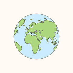 illustration of a globe in green and blue colors.