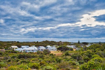 The remote village of Windy Harbour, in the coastal heathland of D’Entrecasteaux National Park,...