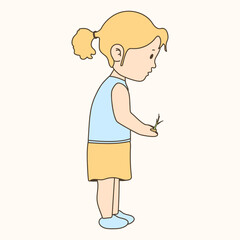 illustration of girl planting seeds, earth day celebration.