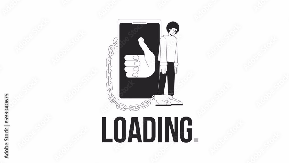 Aufkleber chained to phone bw loader animation. obsession of social media. flash message 4k video footage. iso