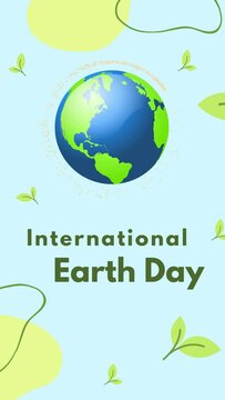 International Earth Day text message with cartoon earth planet , color background. Ecology and eco friendly , save the planet concept.