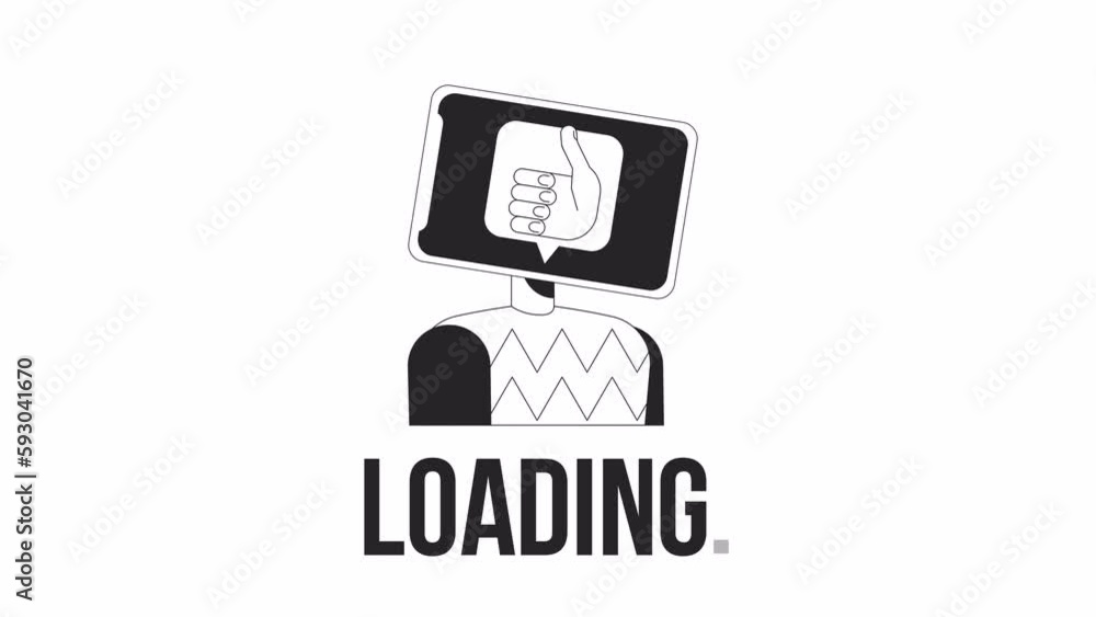 Poster tablet head bw loader animation. addict to likes on social media. flash message 4k video footage. is
