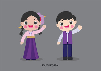 Obraz na płótnie Canvas South Korea in national dress vector illustrationa
