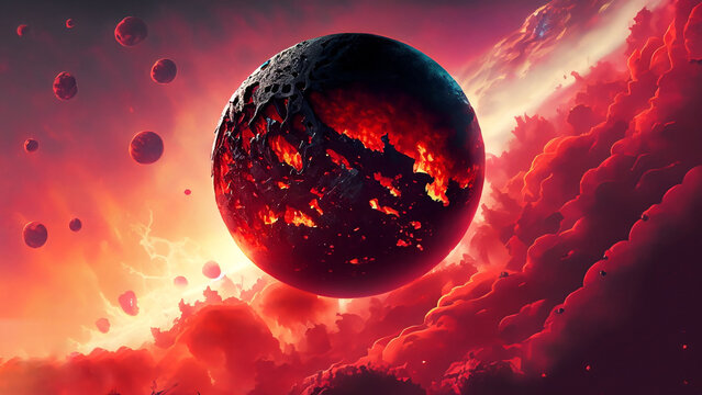 Planet is destroyed!
"Dark Red" color backgrounds with fantasy theme