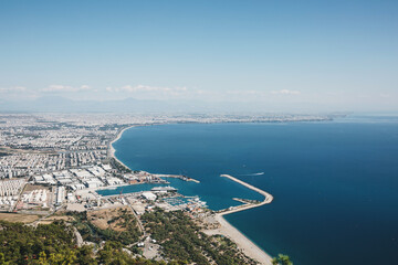 Beautiful view from above of the city of Antalya and the Mediterranean coast. Turkey