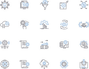 Settings outline icons collection. Options, Configuration, Parameters, Preference, Customize, Adjustment, Regulate vector and illustration concept set. Tune, Adjust, Alter linear signs