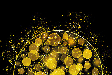 Realistic Colorful bokeh sparkle light effects on black background	
