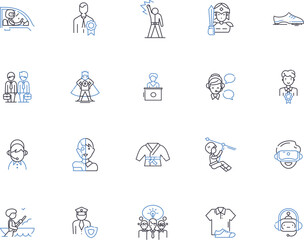 Fototapeta premium Boys outline icons collection. Boys, males, guys, teens, adolescents, youths, males vector and illustration concept set. males, men, guys linear signs