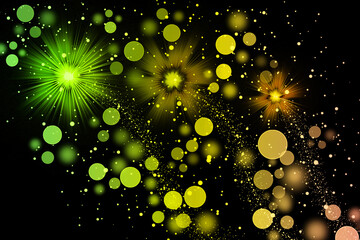 Realistic Colorful bokeh sparkle light effects on black background	
