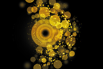 Realistic Colorful bokeh sparkle light effects on black background	
