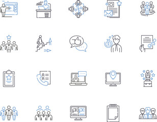 Digital Agency outline icons collection. Digital, Agency, Marketing, Design, Web, Branding, Strategy vector and illustration concept set. Services, Solutions, Online linear signs