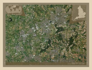 Ashfield, England - Great Britain. High-res satellite. Labelled points of cities