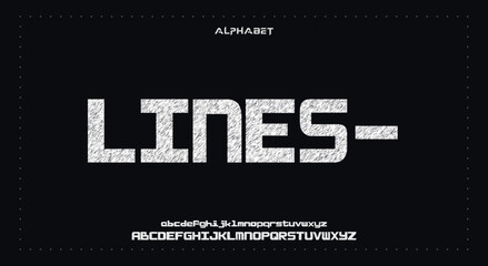 LINES_Abstract Fashion Best font alphabet. Minimal modern urban fonts for logo, brand, fashion, Heading etc. Typography typeface uppercase lowercase and number. vector illustration full Premium look